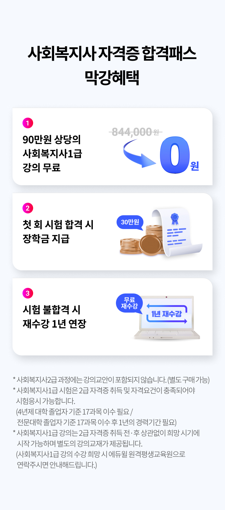 사회복지사 1급 자격요건 충족!